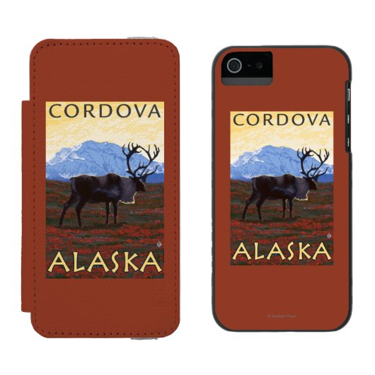 カリブー場面- Cordova、アラスカ Incipio iPhoneウォレットケース (並び)