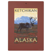 カリブー場面- Ketchikan、アラスカ クリップボード (裏面)