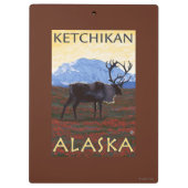カリブー場面- Ketchikan、アラスカ クリップボード (裏面)