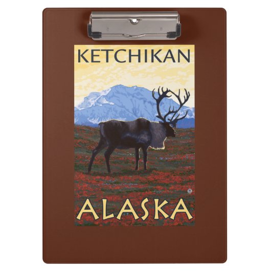 カリブー場面- Ketchikan、アラスカ クリップボード (正面)