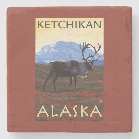 カリブー場面- Ketchikan、アラスカ ストーンコースター (正面)