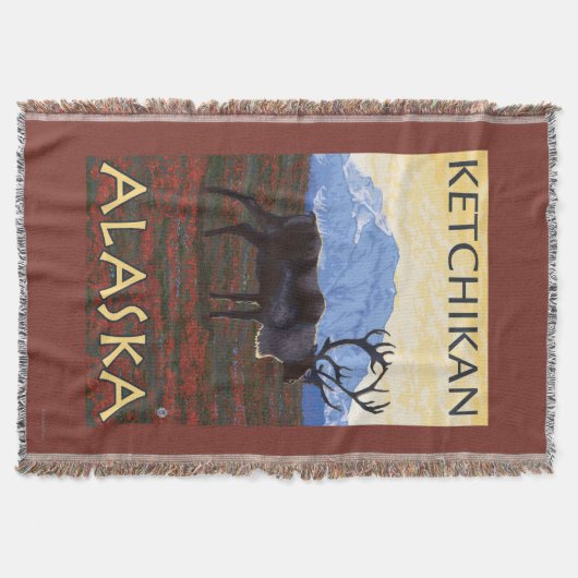 カリブー場面- Ketchikan、アラスカ スローブランケット (正面)