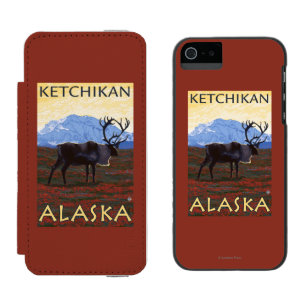 カリブー場面- Ketchikan、アラスカ iPhone SE/5/5sウォレットケース