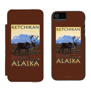 カリブー場面- Ketchikan、アラスカ iPhone SE/5/5sウォレットケース