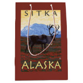 カリブー場面- Sitka、アラスカ ミディアムペーパーバッグ (正面)