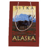カリブー場面- Sitka、アラスカ ミディアムペーパーバッグ (裏面)