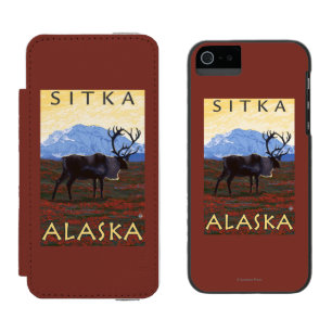 カリブー場面- Sitka、アラスカ iPhone SE/5/5sウォレットケース