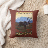 カリブー場面- Skagway、アラスカ クッション (ブランケット)