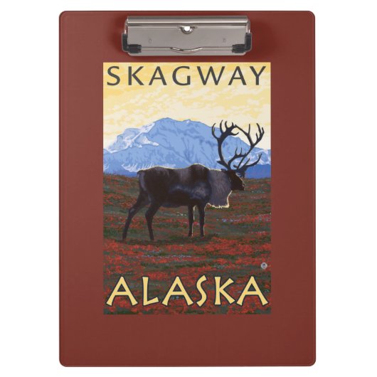 カリブー場面- Skagway、アラスカ クリップボード (正面)