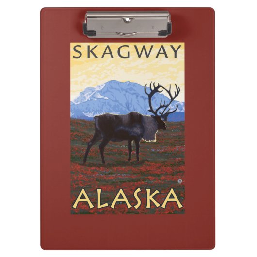 カリブー場面- Skagway、アラスカ クリップボード (正面)