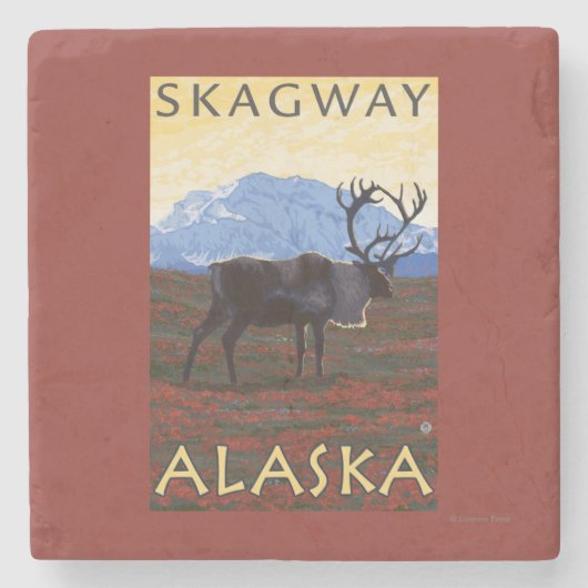 カリブー場面- Skagway、アラスカ ストーンコースター (正面)