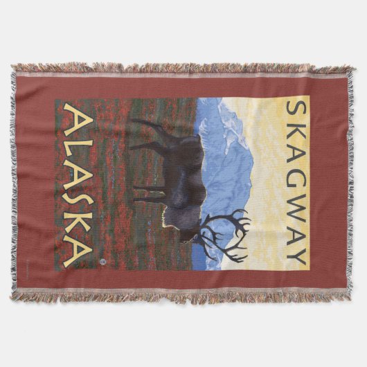 カリブー場面- Skagway、アラスカ スローブランケット (正面)