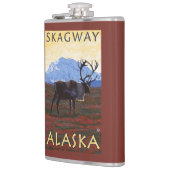 カリブー場面- Skagway、アラスカ フラスク (左)