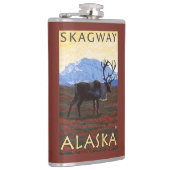 カリブー場面- Skagway、アラスカ フラスク (右)