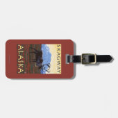 カリブー場面- Skagway、アラスカ ラゲッジタグ (正面横)