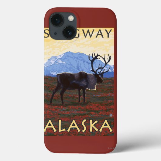 カリブー場面- Skagway、アラスカ Case-Mate iPhoneケース (裏面)