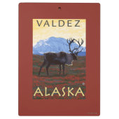 カリブー場面- Valdez、アラスカ クリップボード (裏面)
