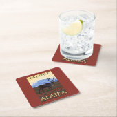 カリブー場面- Valdez、アラスカ スクエアペーパーコースター (インサイチュ)