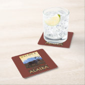 カリブー場面- Valdez、アラスカ スクエアペーパーコースター (インサイチュ)