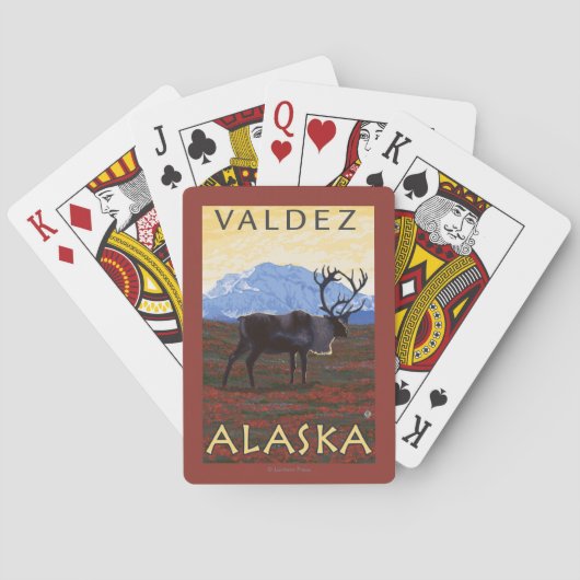 カリブー場面- Valdez、アラスカ トランプ (裏面)