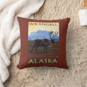 カリブー場面- Wrangell、アラスカ クッション (ブランケット)