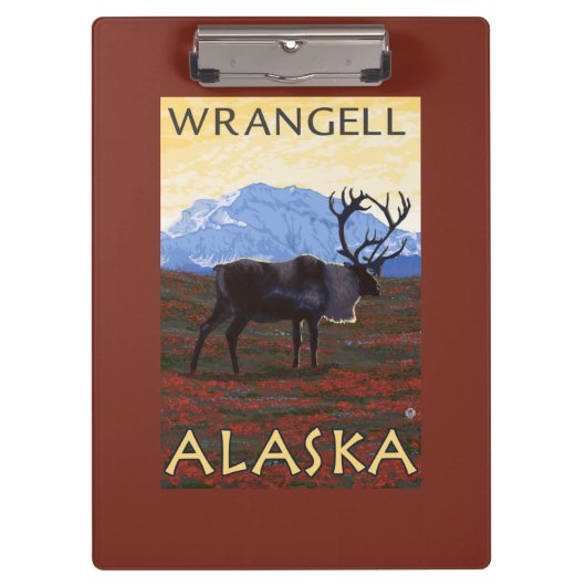 カリブー場面- Wrangell、アラスカ クリップボード (正面)