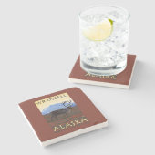 カリブー場面- Wrangell、アラスカ ストーンコースター (横)