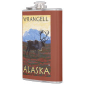 カリブー場面- Wrangell、アラスカ フラスク (左)