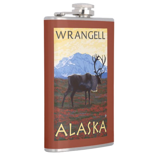 カリブー場面- Wrangell、アラスカ フラスク (右)
