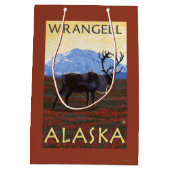 カリブー場面- Wrangell、アラスカ ミディアムペーパーバッグ (裏面)
