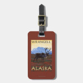 カリブー場面- Wrangell、アラスカ ラゲッジタグ (正面縦)