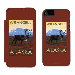 カリブー場面- Wrangell、アラスカ iPhone SE/5/5sウォレットケース