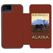 カリブー場面- Wrangell、アラスカ Incipio iPhoneウォレットケース (フォリオオープン)
