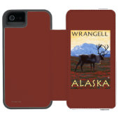 カリブー場面- Wrangell、アラスカ Incipio iPhoneウォレットケース (フォリオオープン)