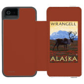 カリブー場面- Wrangell、アラスカ Incipio iPhoneウォレットケース (フォリオオープン)