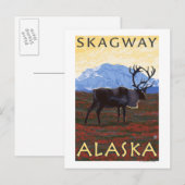 カリブー シーン - スカグウェイ, アラスカ ポストカード (正面/裏面)