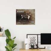 カリブー（トナカイ） - アラスカ切手 ポスター (ホームオフィス)