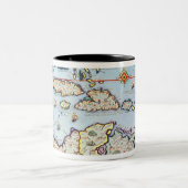 カリブ島の地図 ツートーンマグカップ (中央)