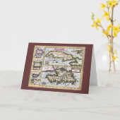 カリブ島の旧式な地図の挨拶状 カード (黄色い花)