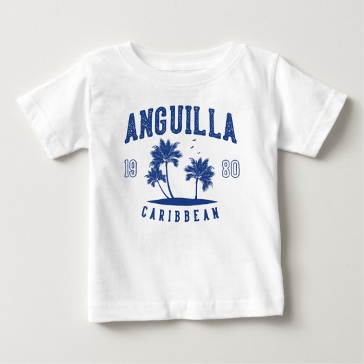 カリブ海のアングイラ ヤシの木 1980 ベビーTシャツ (正面)