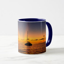 カリブ海のサンセットセイルボート コーヒーマグ マグカップ