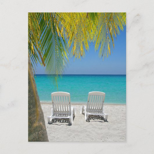 カリブ海のトロピカルパラダイスビーチ ポストカード (正面)