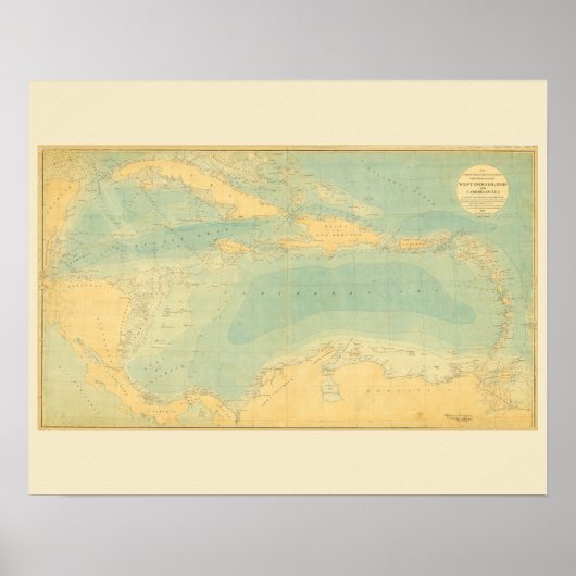 カリブ海の古地図 ポスター (正面)