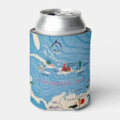カリブ海の島々 イラスト地図 缶クーラー (缶正面)