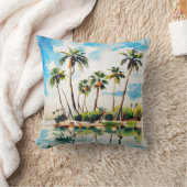 カリブ海の楽園　水彩　パームツリー　v2 クッション (ブランケット)