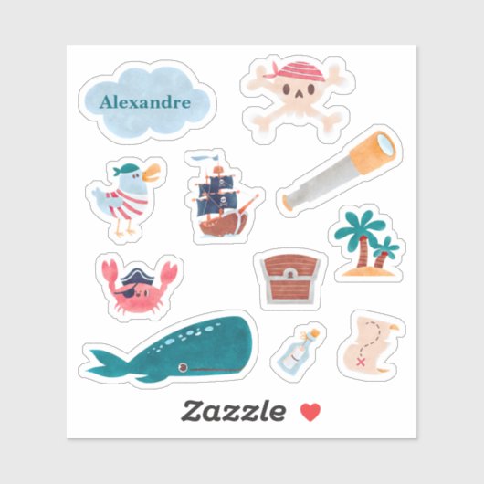 カリブ海の海賊の島の大洋のクジラ少年たち シール (シート)