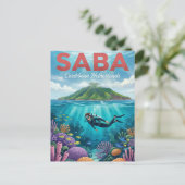 カリブ海オランダ領サバ島 ポストカード (スタンド正面)