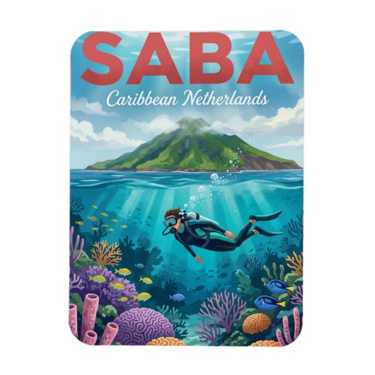 カリブ海オランダ領サバ島 マグネット (縦)