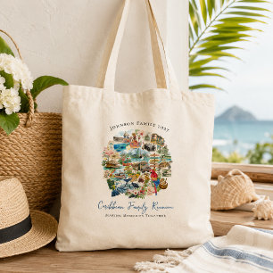 カリブ海ファミリー・リユニオン イラスト入りトートバッグ トートバッグ
