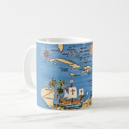 カリブ海地図マグ コーヒーマグカップ (正面左)